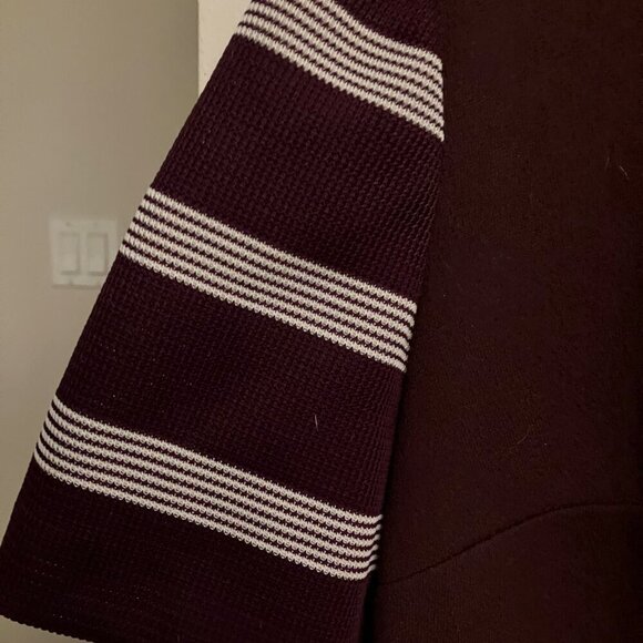 Vintage Burgundy Stripe Poly Dress - Picture 4 of 8